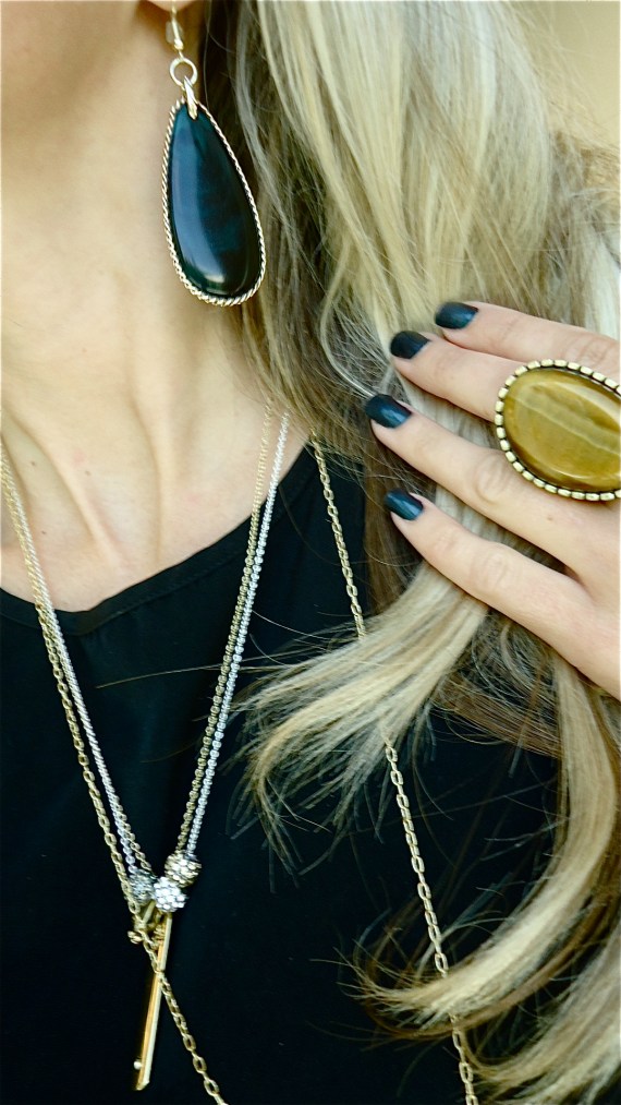 Green Piece Earrings and Perfect Stretch Ring