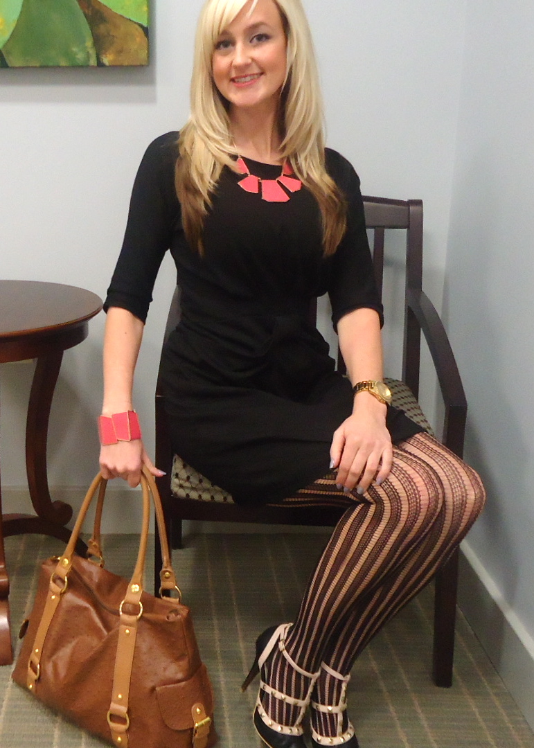 Pop of coral on black