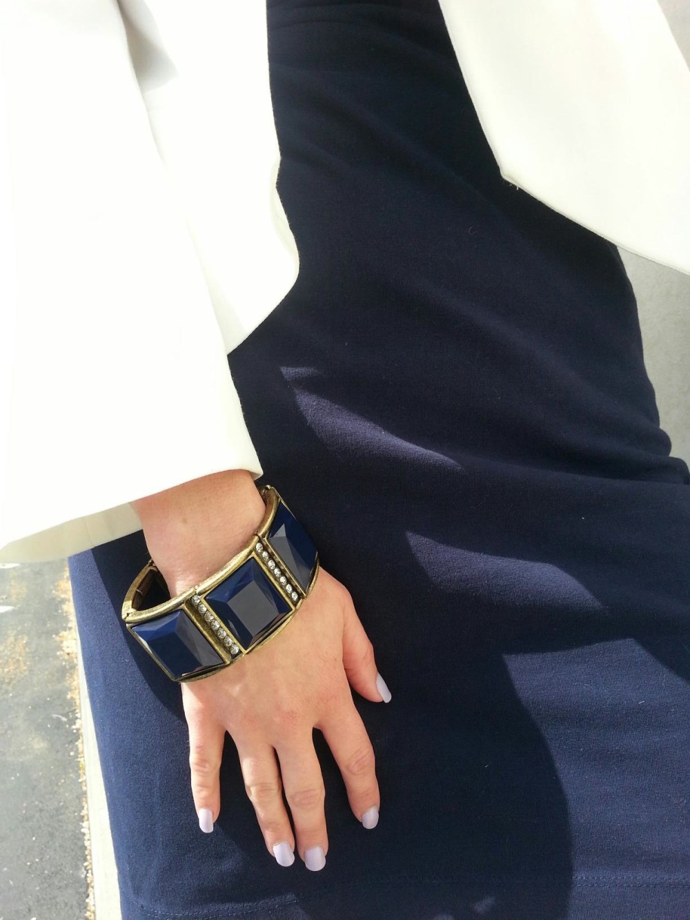 White On Blazer with Navy