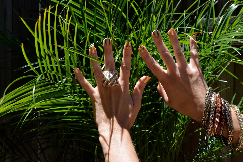 Glimmering Gold Mani and Get The Point Ring