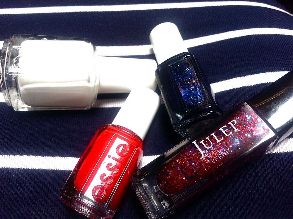 Essie White Out, Snap Happy and Midnight Cardi + Julep America