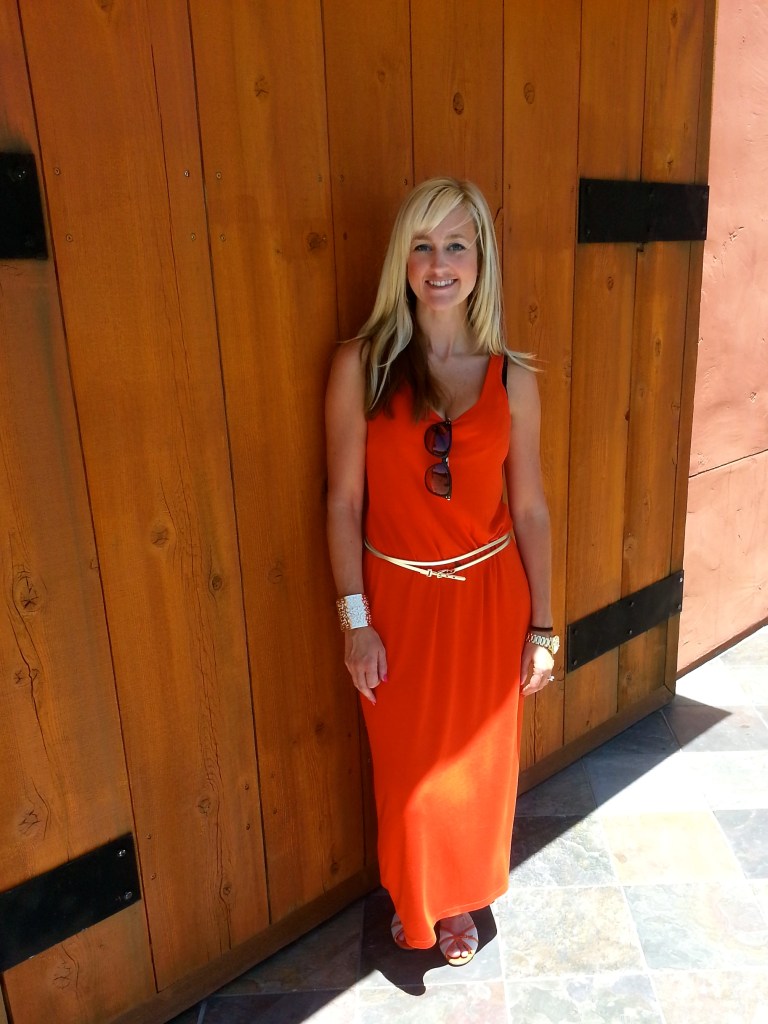 Summer Orange Maxi With Flats and Gold Accents