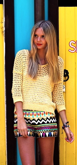 Aztec Shorts and Open Stitch Sweater