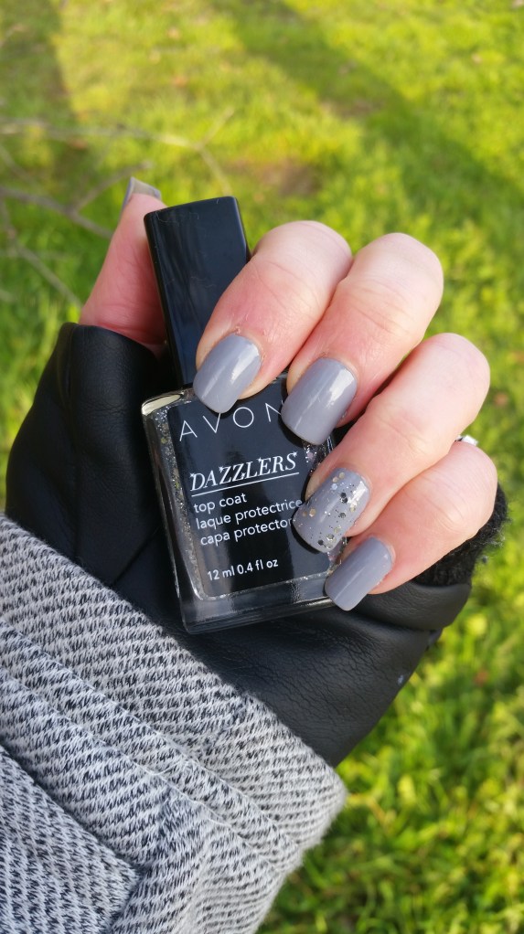 Avon Dazzlers Top Coat over Essie Cocktail Bling