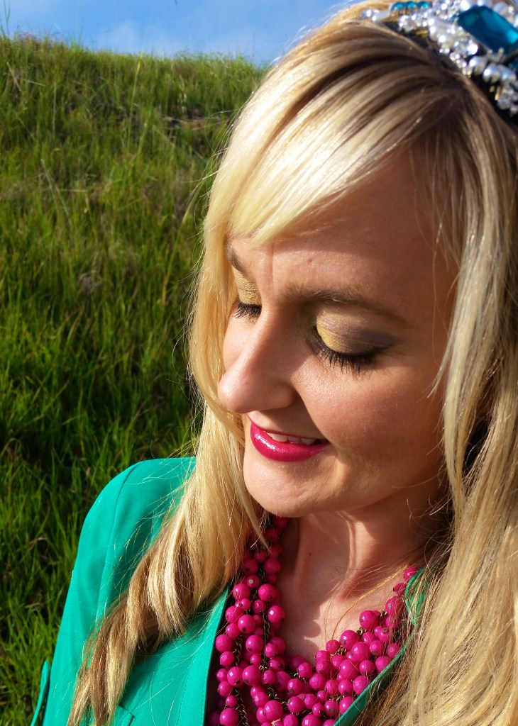 Gold and Purple Makeup with mark. On The Dot Bold Eye Color Pallet