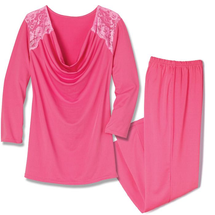 Avon Lace Drape Neck PJ Set