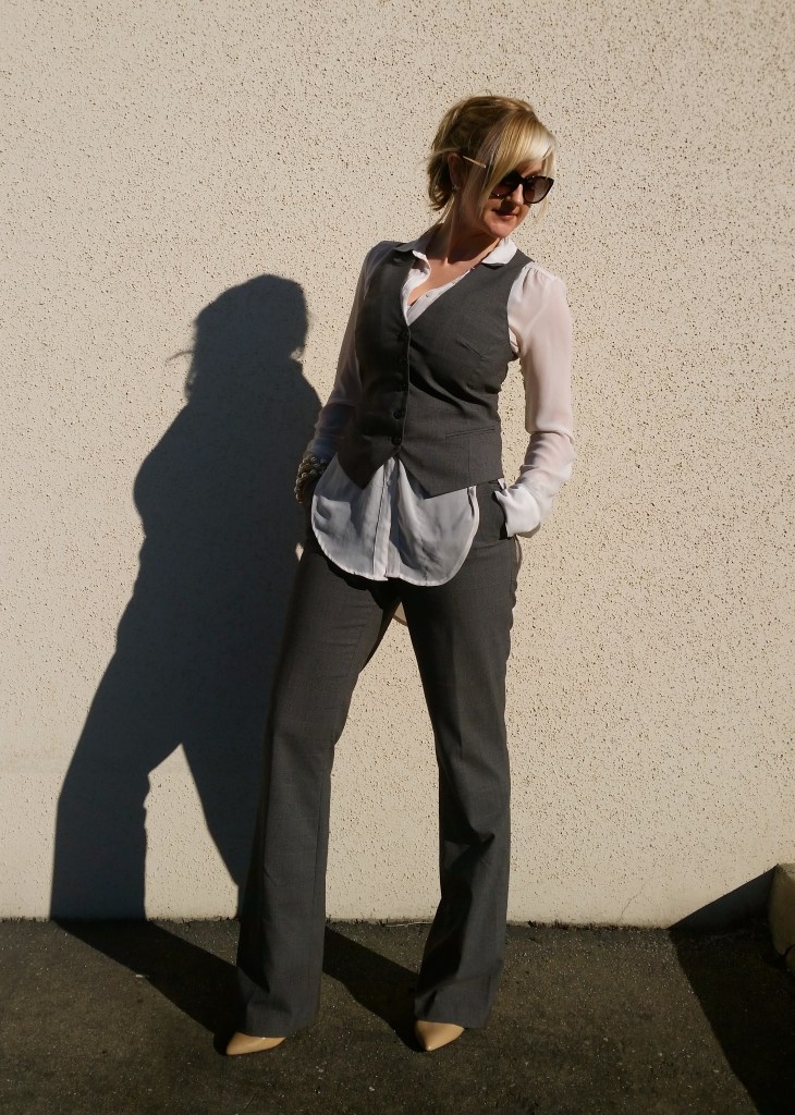 What to wear to work:  Plaid Pant Suit