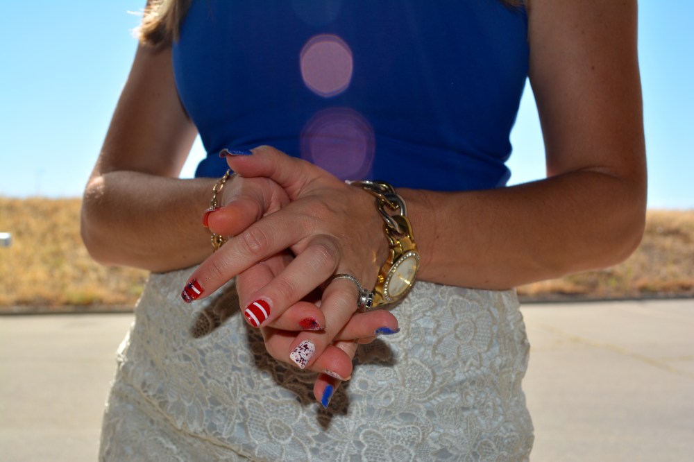 4th Of July Sparklers Mani for Week O'Nautical