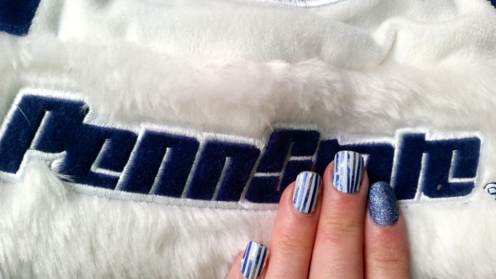 Jamberry On Holiday Nail Wrap and Julep Stardust Polish