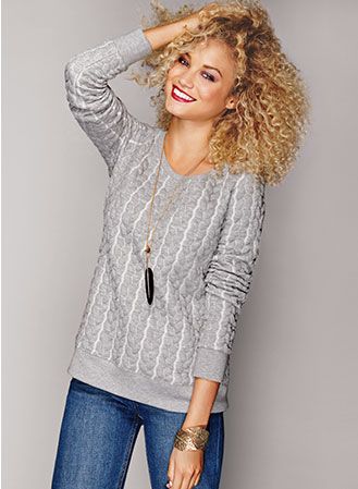 Cable Knit Textures with mark. Cable Channels Sweatshirt