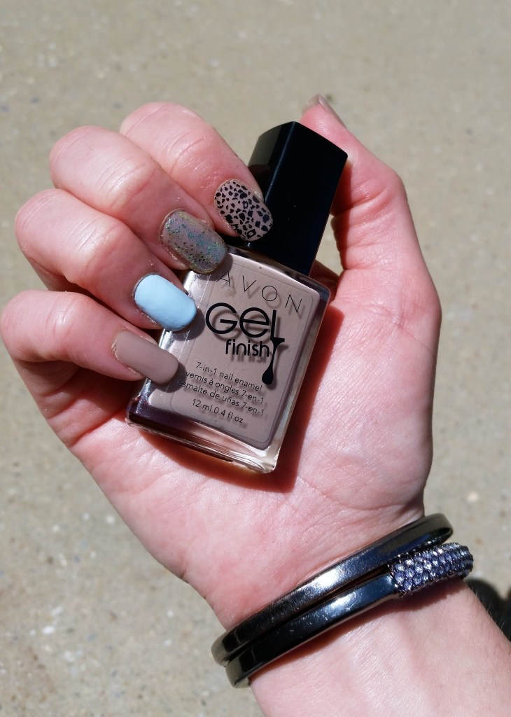 In Full Sun:  Nude, Blue and Leopard Mani