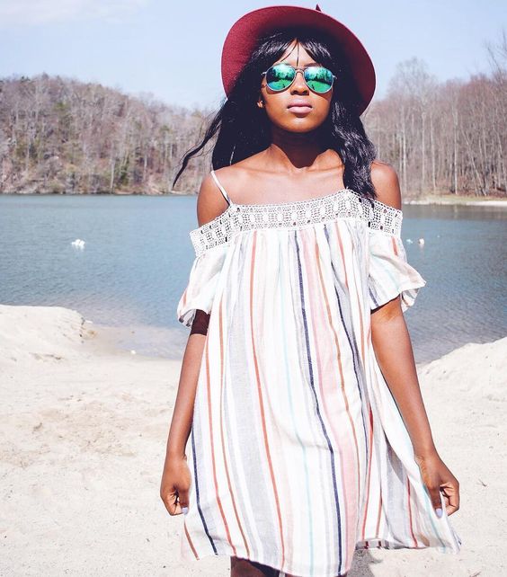 Women's LC Lauren Conrad Striped Cold-Shoulder Dress