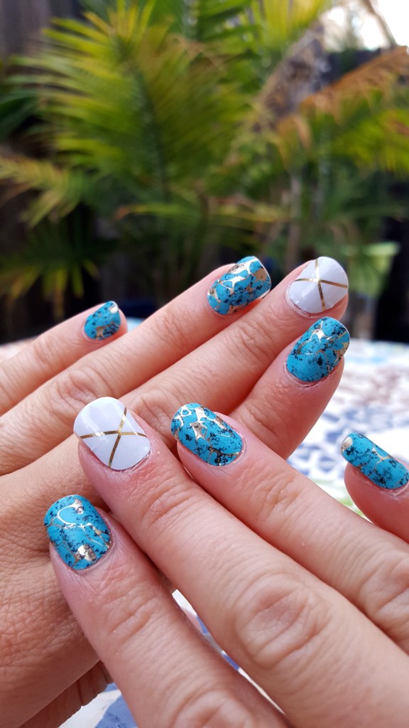Mani Monday:  Jamberry Turquoise and Gatsby