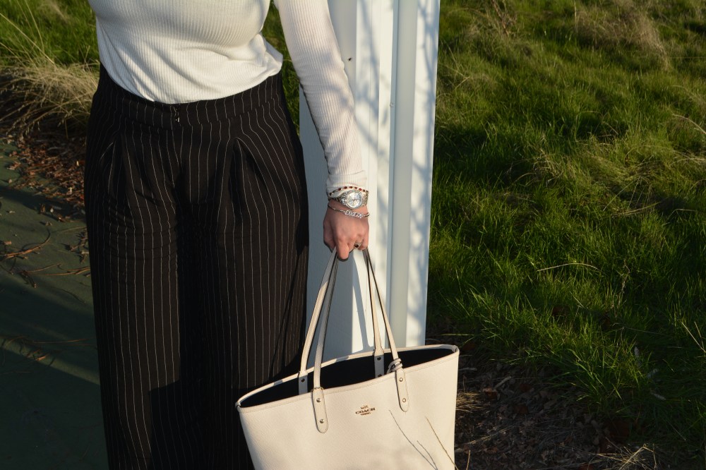 Pinstripes, Arm Party and a killer Tote